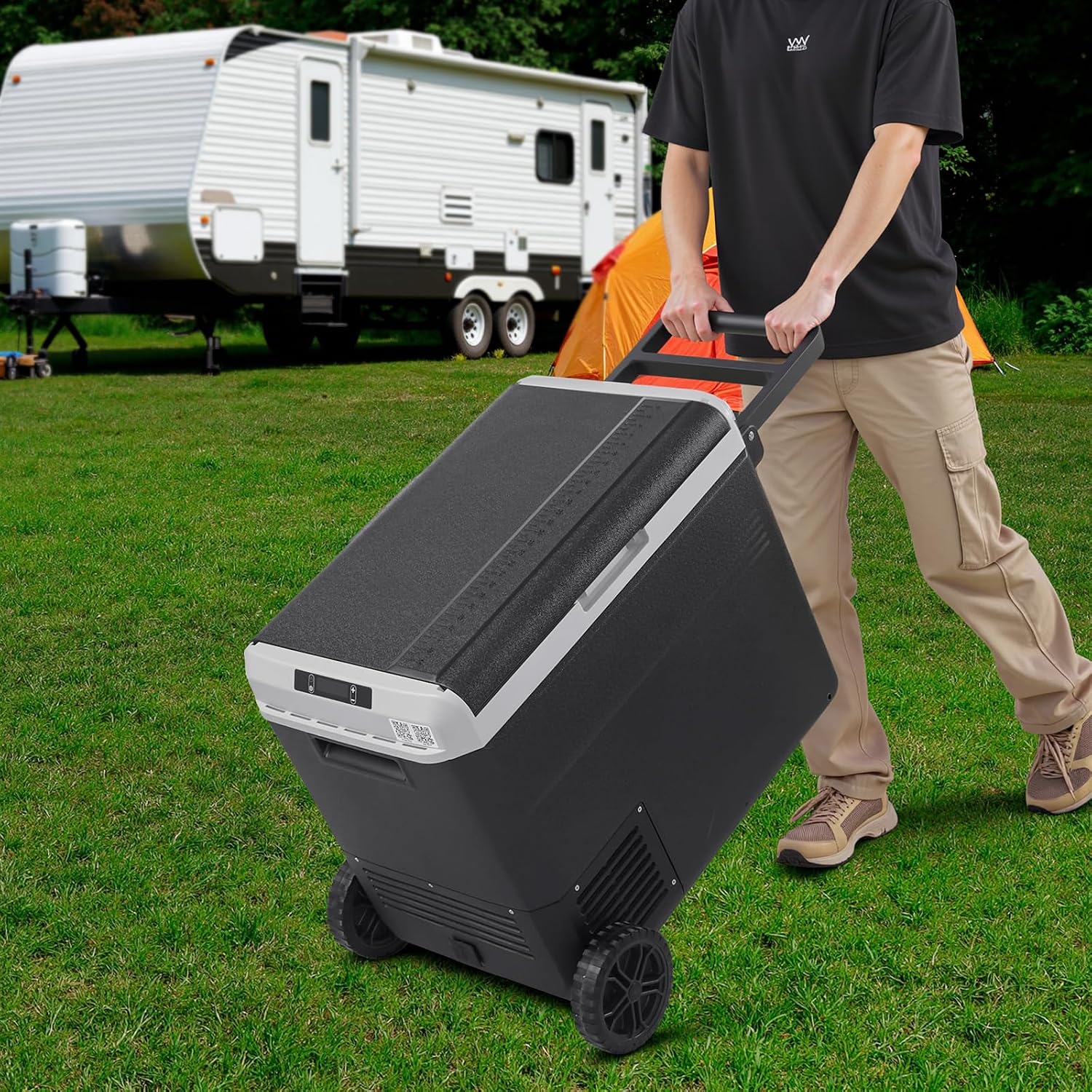 VEVOR 12 Volt Car Refrigerator, 63.4QT/60L Car Fridge, Portable Electric Cooler with Wheels and Handle, -4℉~68℉, 12/24V DC and 100-240V AC Compressor Freezer for Outdoor, Camping, Travel, RV