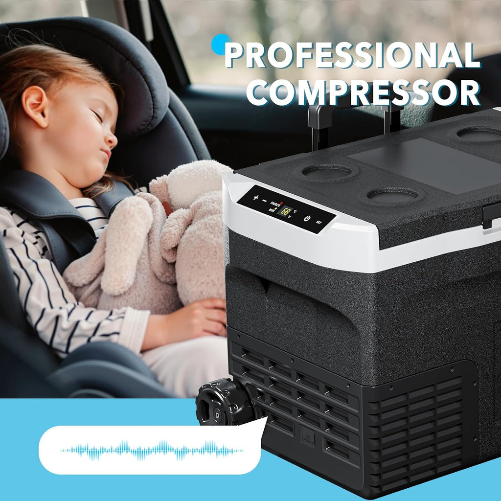 12 Volt Refrigerator, 43QT(40L) Compressor Electric Cooler, Car Fridge -4℉~68℉, Portable Refrigerator 12V/24V DC 110-240V AC, Compact Freezer for Vehicle RV Camping Truck Boat Travel, Black
