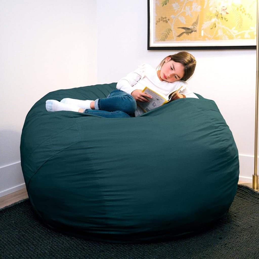 Big Joe Fuf 5Ft Oversized Foam Bean Bag Chair with Removable Cover for Kids, Teens, Adults, Deep Sea Velveteen, Durable Woven Polyester, 5 Foot Large Reading and Gaming Seat