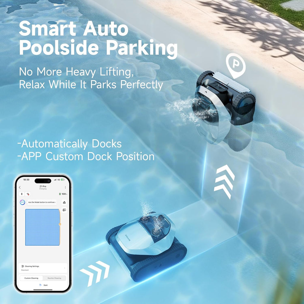 DREAME Robotic Pool Cleaner, 8000 GPH Strong Suction, 180-300 Mins Runtime, Smart Navigation Mapping, Automatic Cleaning for Wall, Waterline, Inground and Above Ground Pools