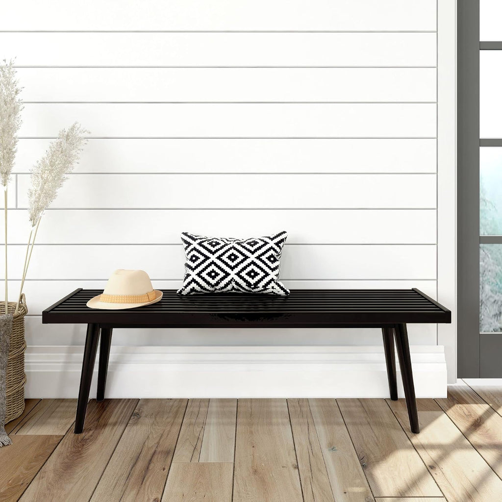 Plank+Beam Mid-Century Modern Entryway Bench, Black