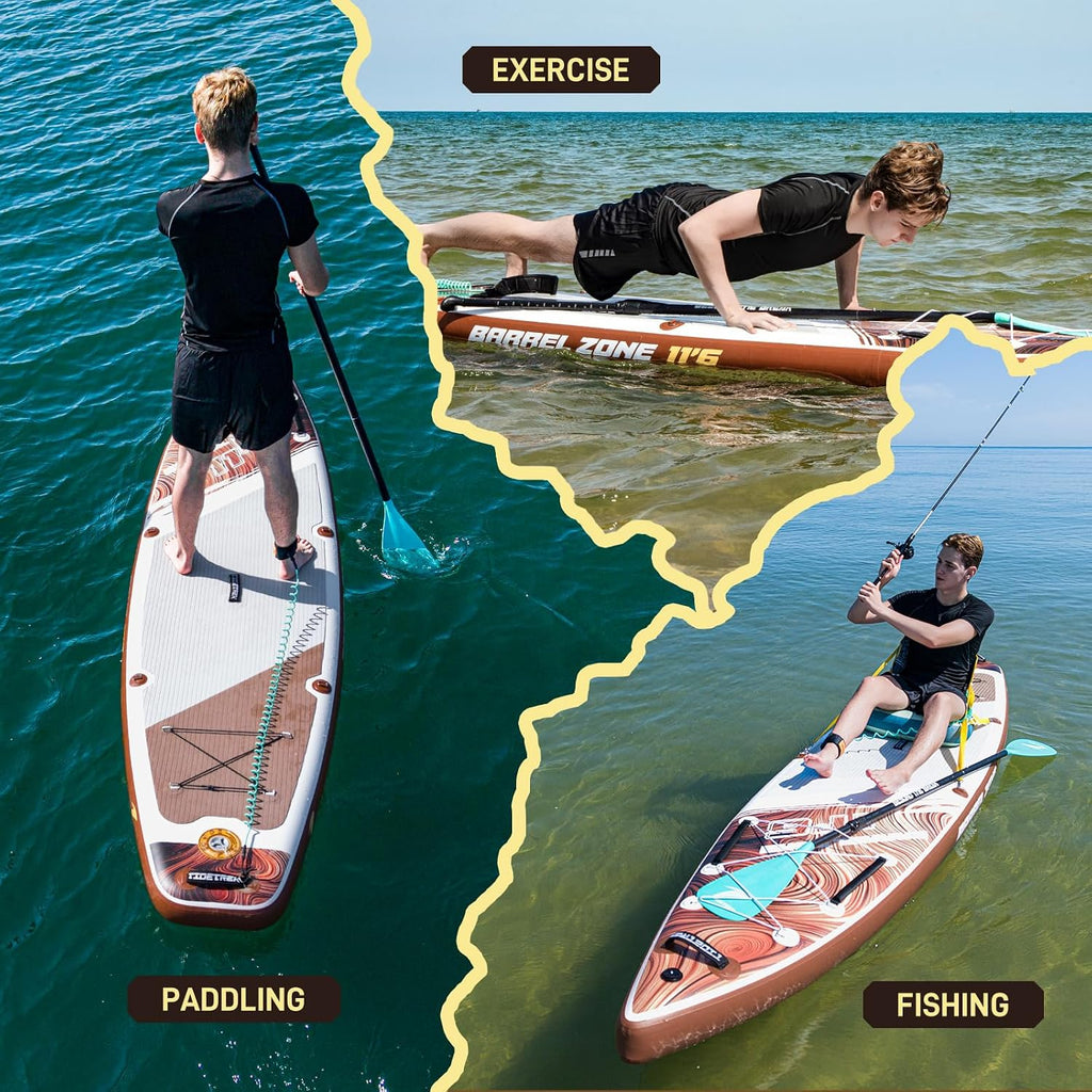 11'6' Inflatable Stand Up Paddle Boards, Premium SUP Accessories, Non-Slip Comfort Deck for Youth & Adults