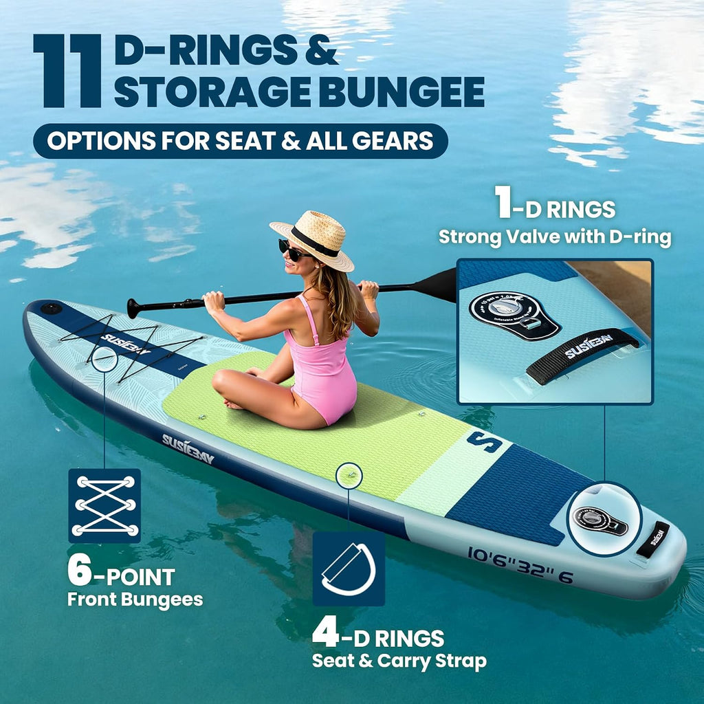 Inflatable Stand Up Paddle Board with SUP Accessories,Inflatable Paddle Boards for Adults & Youth, Anti-Slip EVA Deck,Wide Stance,Dual Action Pump,108L Backpack