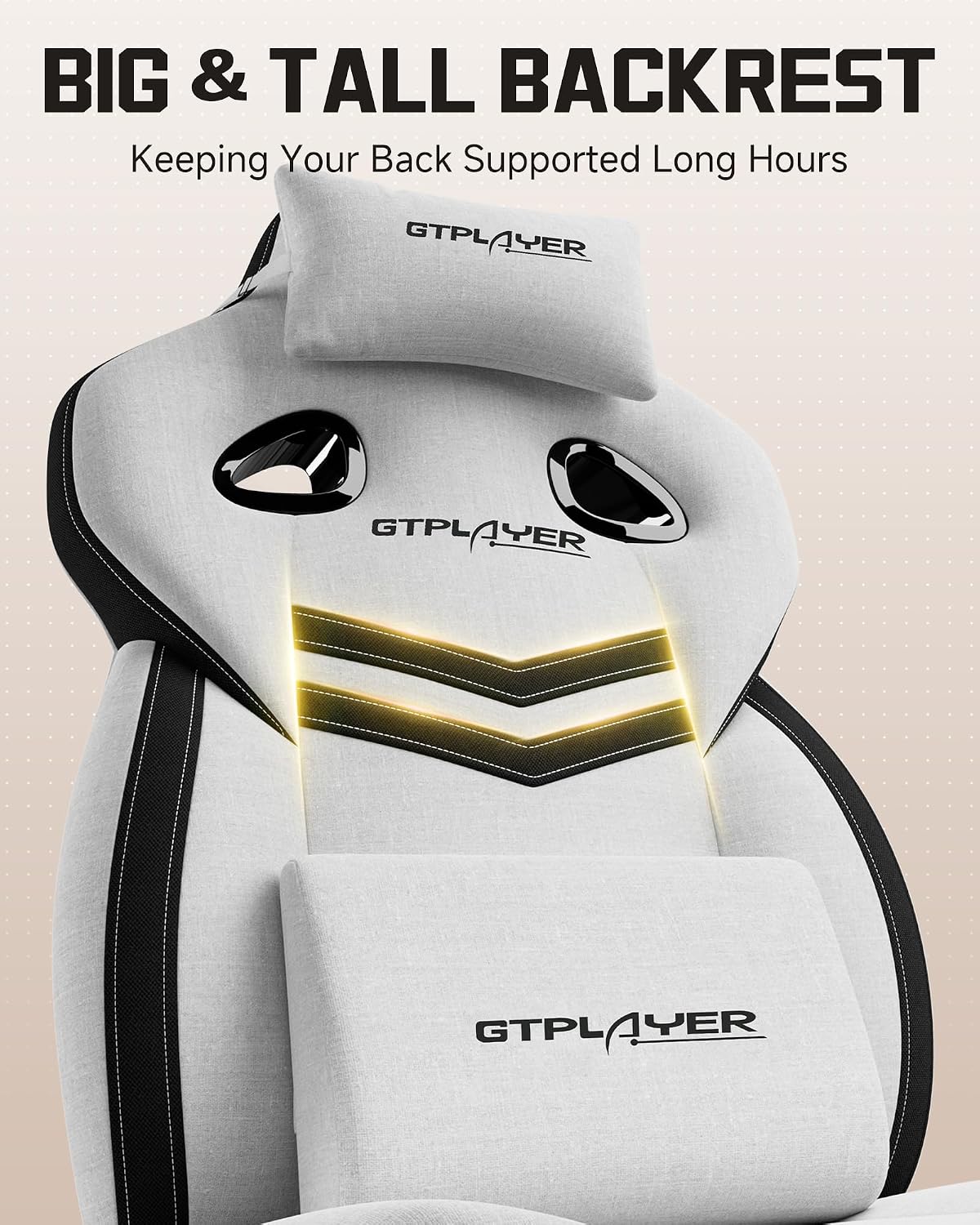 GTPLAYER Gaming Chairs for Adult - Ergonomic Big & Tall Gaming Seat with Footrest & Lumbar Support, Comfortable Office Chair 90-155° Reclining - Heavy Duty Wide Computer Seat, Bright Grey