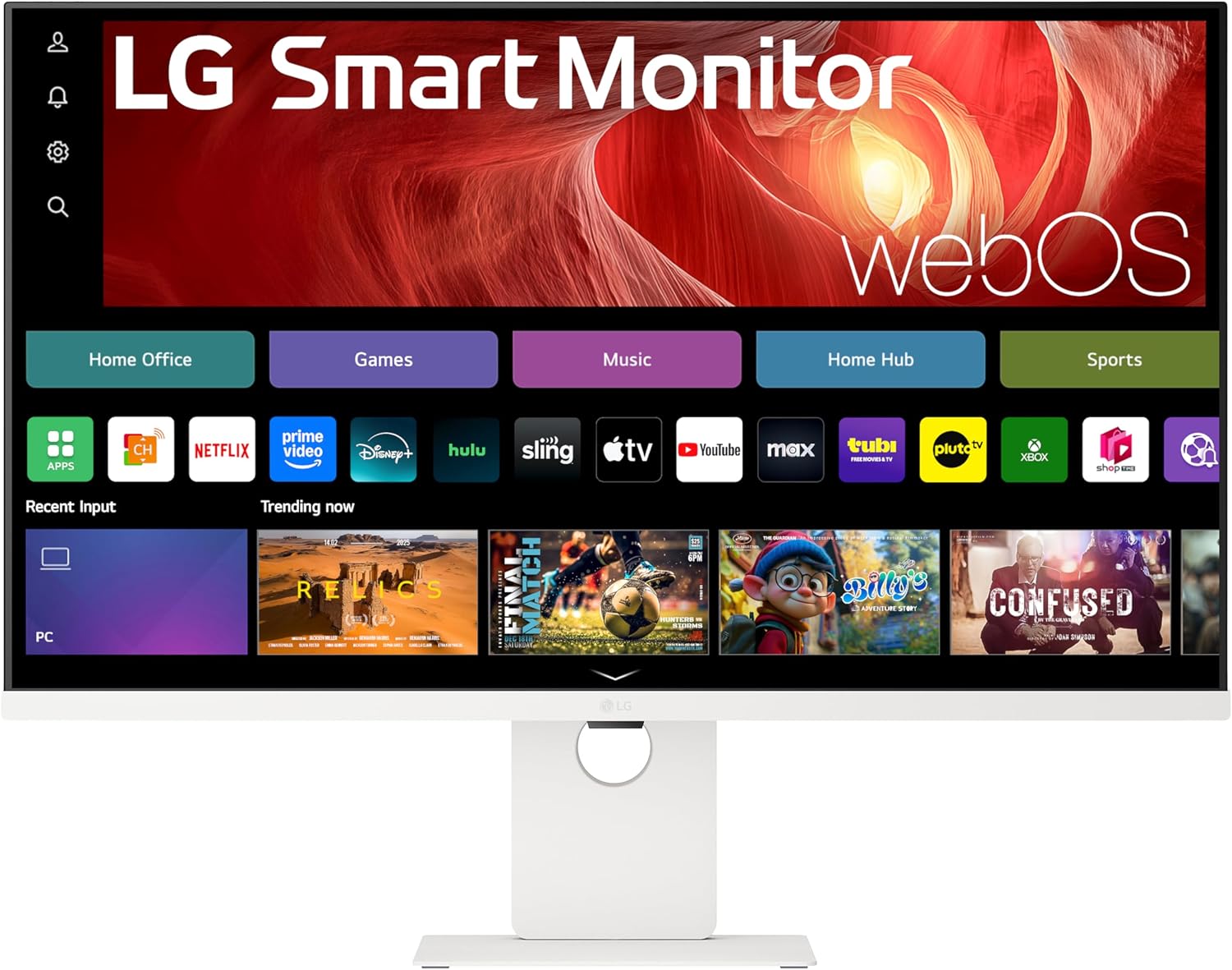 LG 37U730SA-W 37-inch Smart 4K UHD (3840 x 2160) IPS Computer Monitor, 60Hz, HDR10, webOS, Built-in Speaker, Airplay 2, Screen Share, HDMI, USB Type-C PD 65W, Tilt/Height/Swivel Stand, White