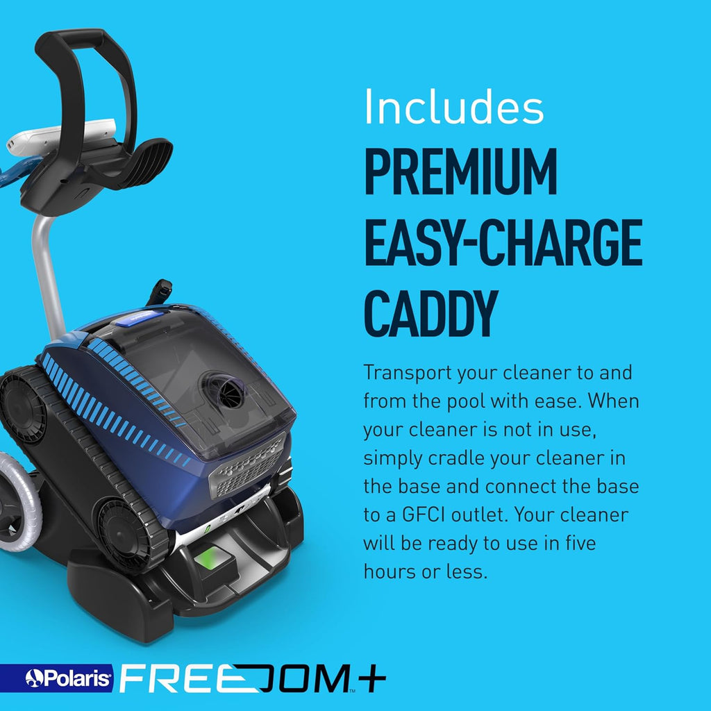 Polaris Freedom Plus Cordless Robotic Pool Cleaner for In-Ground Pools up to 50 ft, Outdoor Charging Caddy Included, Remote Control Included