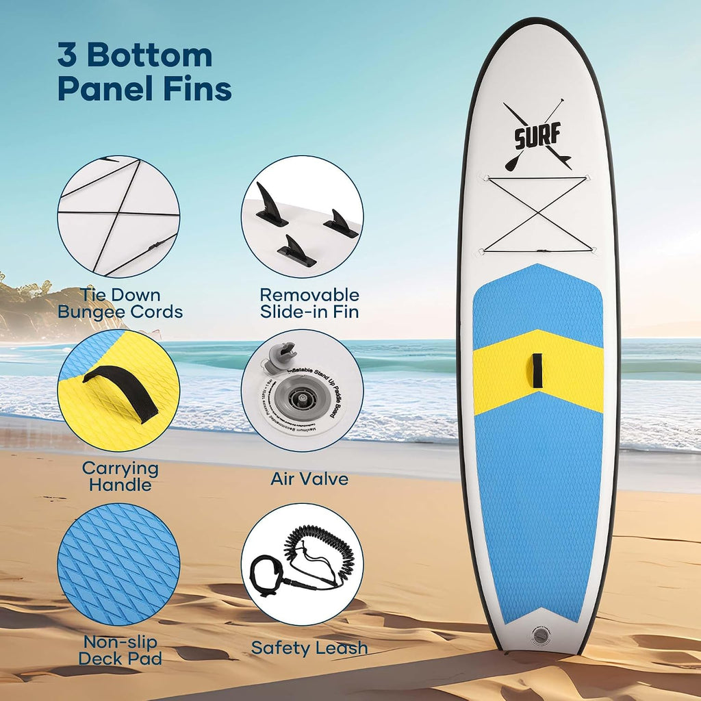 BODIOO Inflatable Paddle Board Stand Up Paddle Board SUP Board with 120'x30'x6' for Youth & Adults Summer