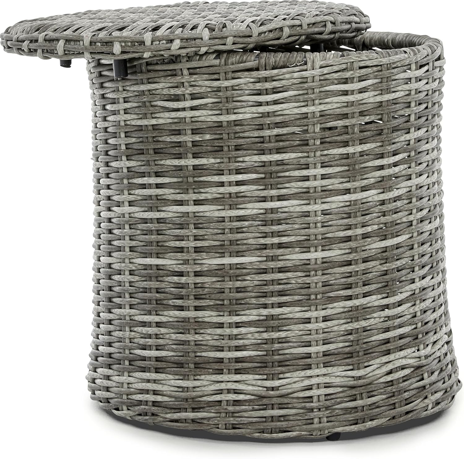 Elle Decor Vallauris Patio Outdoor Furniture Collection, Premium All Weather Wicker, Storage Side Table, Gray