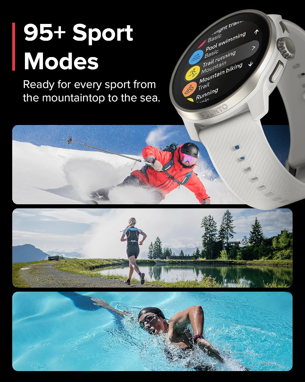 SUUNTO Race S GPS Sports Watch, 1.32' AMOLED Touchscreen w/Crown, 13 Days Battery Life, Training & Sleep Health Tracking, Dual-GNSS, 32GB Global Offline Maps, Lightweight for Running, Powder Gray