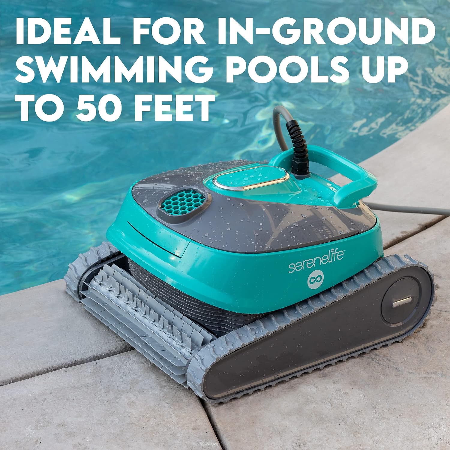 SereneLife - Automatic Robot Pool Cleaner, Pool Cleaning Robot with Three Motors, Wall Climbing, Cleans up to 50ft, Traps and Locks in All Sorts of Dirt and Debris