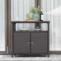 Grand patio Wicker Storage Cabinet Outdoor Wicker Sideboard Waterproof Buffet Cabinet for Garden Kitchen Pool Dark Brown