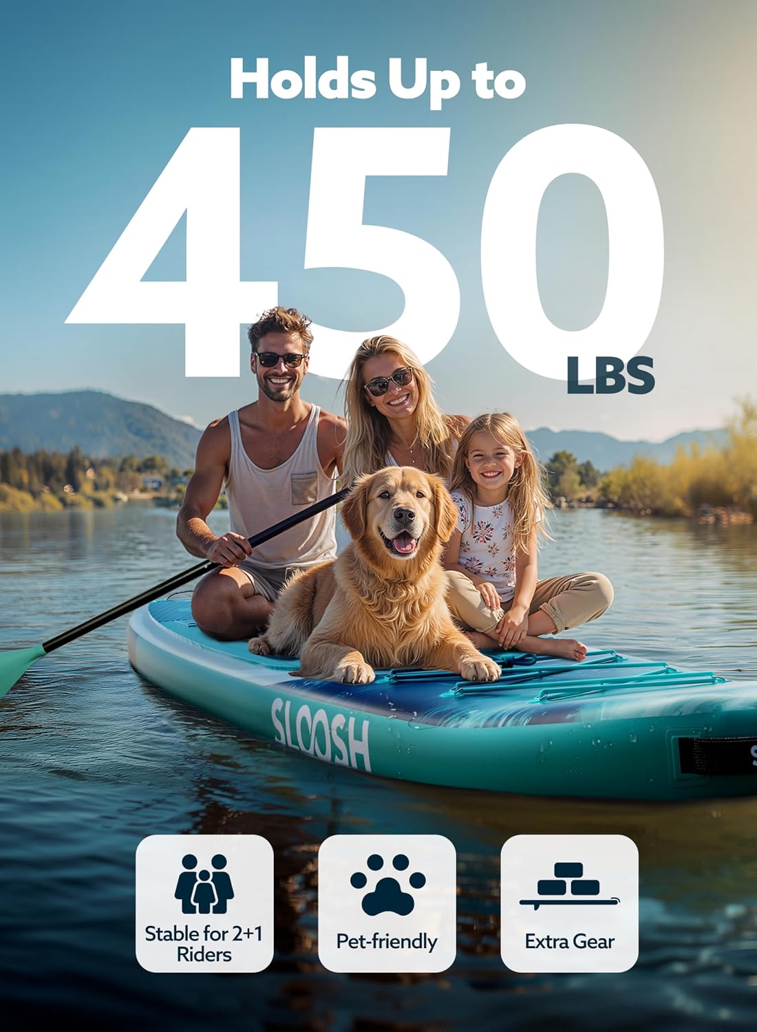 SLOOSH Inflatable SUP & Electric Pump Bundle – 10'6' Paddle Board with Premium Accessories, Non-Slip EVA Deck, 20 PSI Dual-Stage Pump for Fast Inflation, Perfect for Youth & Adults of All Skill Levels