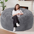 Homguava 6 FT Bean Bag Chair,6' Big Bean Bag,Giant Bean Bag Chairs for Adults with Memory Foam Filled,Comfy Large Beanbag Chairs Soft Bean Bag Sofa with Dutch Corded Plush Cover-Dark Grey