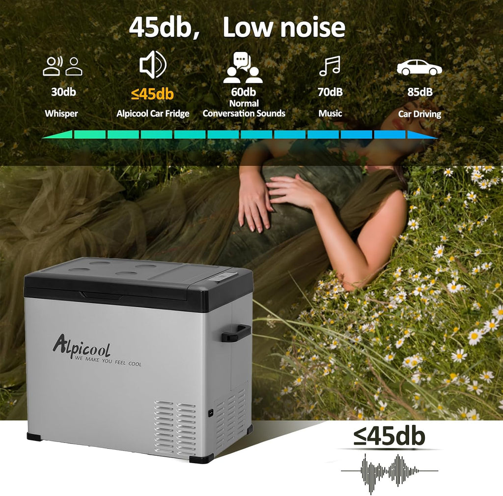 Alpicool C50 Portable Car Freezer, 12 Volt Refrigerator, 47 Quart Fast Cooling 12V Car Fridge, Car Cooler for RV, Truck, Camping, Outdoor -12/24V DC and 100-240V AC