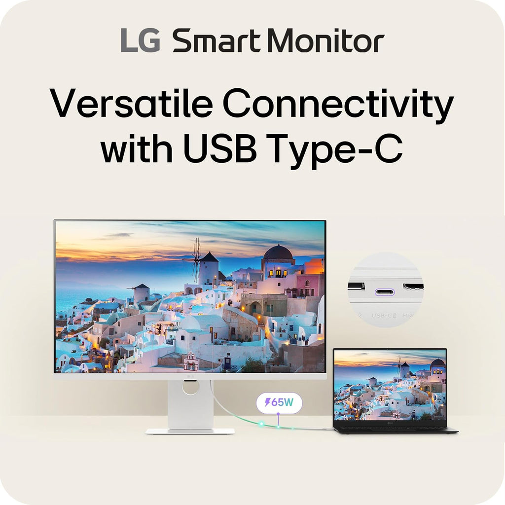 LG 37U730SA-W 37-inch Smart 4K UHD (3840 x 2160) IPS Computer Monitor, 60Hz, HDR10, webOS, Built-in Speaker, Airplay 2, Screen Share, HDMI, USB Type-C PD 65W, Tilt/Height/Swivel Stand, White