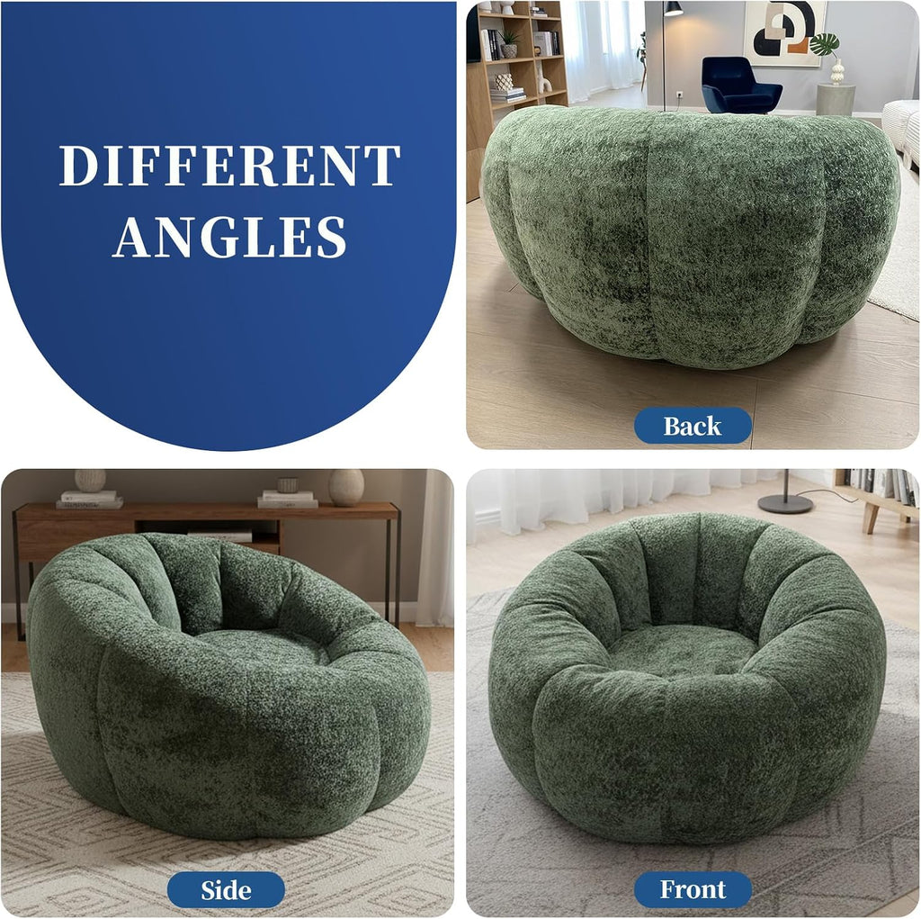 Giant Bean Bag Chair for Adults – Large Comfy Stuffed Sofa Seat with Spacious Design for Reading, Gaming, or Relaxing (Dark Green)