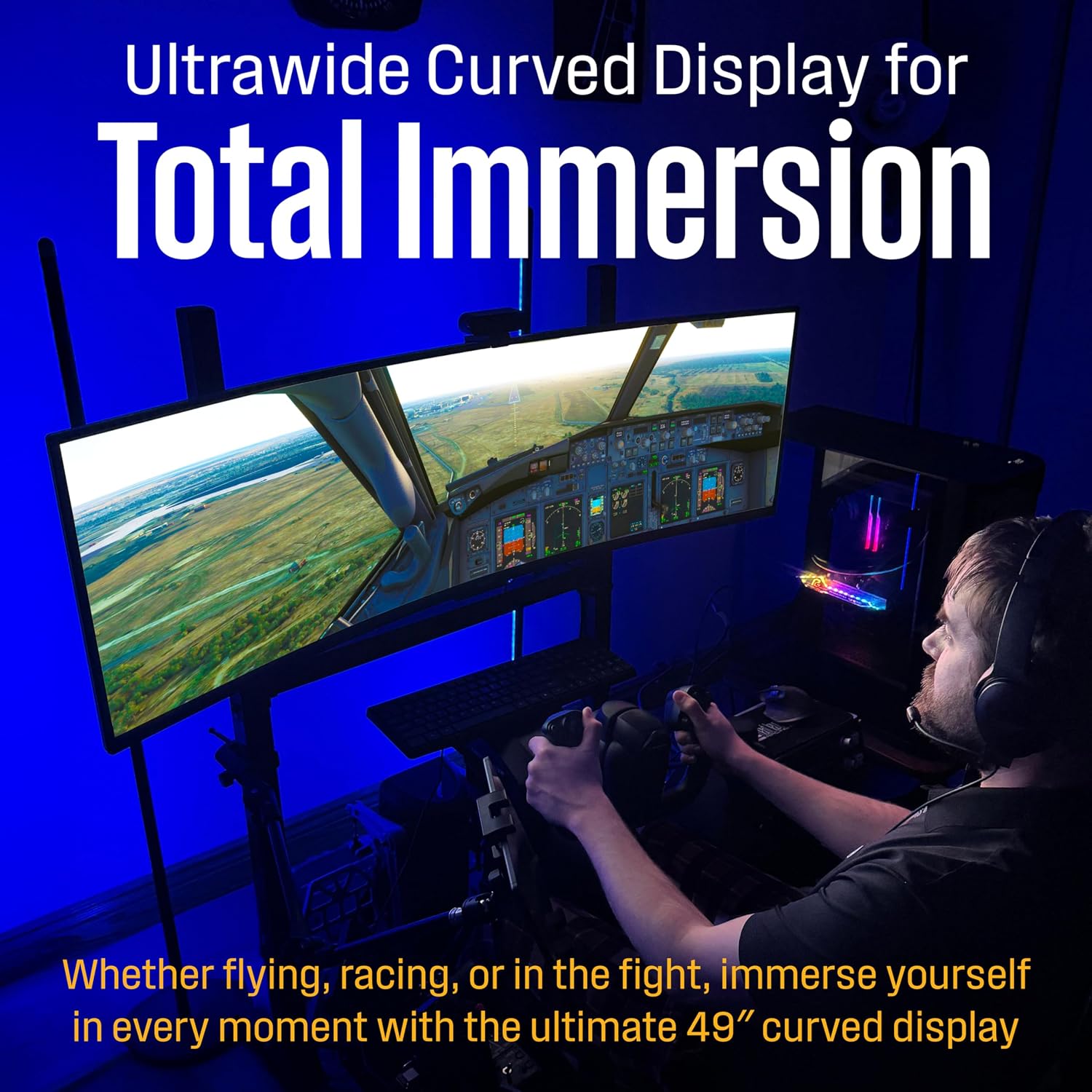 Westinghouse 49 Inch Curved Gaming Monitor, UWDQHD(5120 x 1440P), 3000:1 Contrast Ratio, 124% SRGB, 120Hz, 1800R, AMD FreeSync, Eyecare, Built-in Speakers, Tilt/Height/Swivel, HDMI, DisplayPort, USB-C