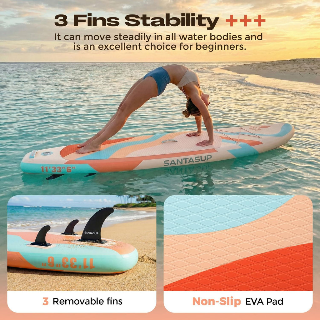 10'6'/11'Wide Inflatable Stand Up Paddle Board for Adults & Youth of All Skill Levels, with Premium SUP Paddleboard Accessories, Anti-Slip EVA Deck