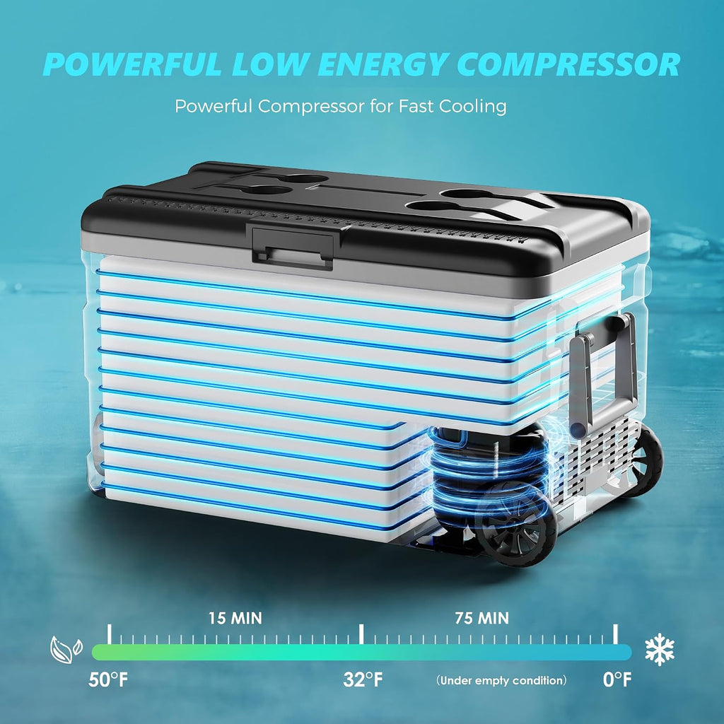 EUHOMY 12 Volt Refrigerator, 49QT(45L) 12V Fridge, Electric Cooler APP Control, Car Fridge 12/24V DC 110-240V AC, Car Refrigerator 0℉~68℉, 12 Volt Cooler for Camping, Trip, Truck, Boating, Outdoor