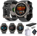 Garmin Fenix 8 Pro 51mm, AMOLED Display, inReach Technology, Premium Connected Multisport GPS Smartwatch, Sapphire, Titanium with Graphite/Black Silicone Band, Fitness Tracker Smart Watch Bundle