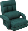42-Position Adjustable Floor Chair, Chaise Lounge Chair Indoor,Comfy Folding Lazy Sofa Chair for Adults with Armrests and a Pillow Padded,Gaming Chairs for Living Room,Bedroom,Fabric,Green