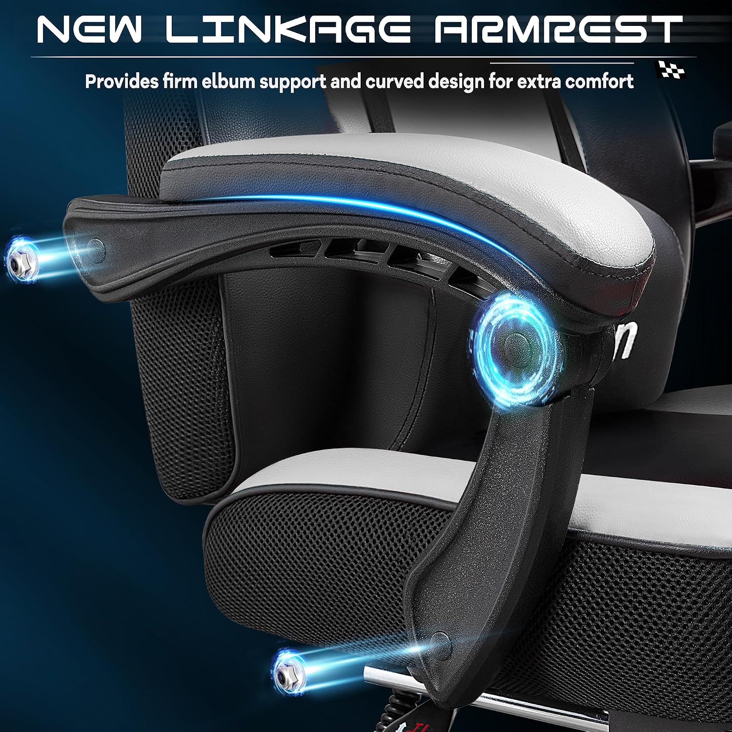 Gaming Chair for Adults, Gaming Chairs with Footrest, Ergonomic Video Game Chair with Massage Lumbar Big and Tall Computer Chair, Height Adjustable with Headrest and 360° Swivel Seat, White