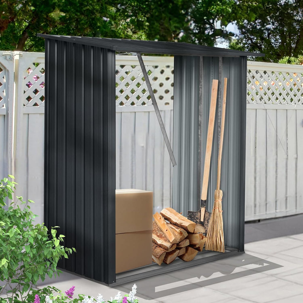 Outdoor Firewood Racks 3FT x 5FT, Firewood Storage Shed, Open Wood Shed For Firewood, Pellet, or Lumber Storage