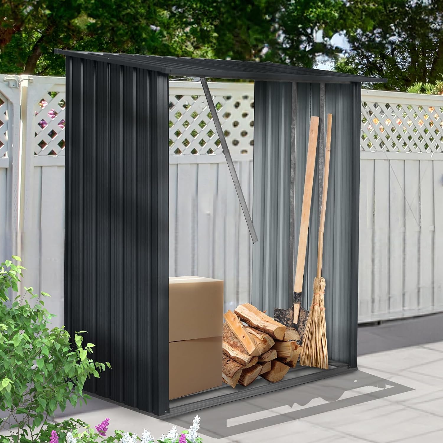 Outdoor Firewood Racks 3FT x 5FT, Firewood Storage Shed, Open Wood Shed For Firewood, Pellet, or Lumber Storage