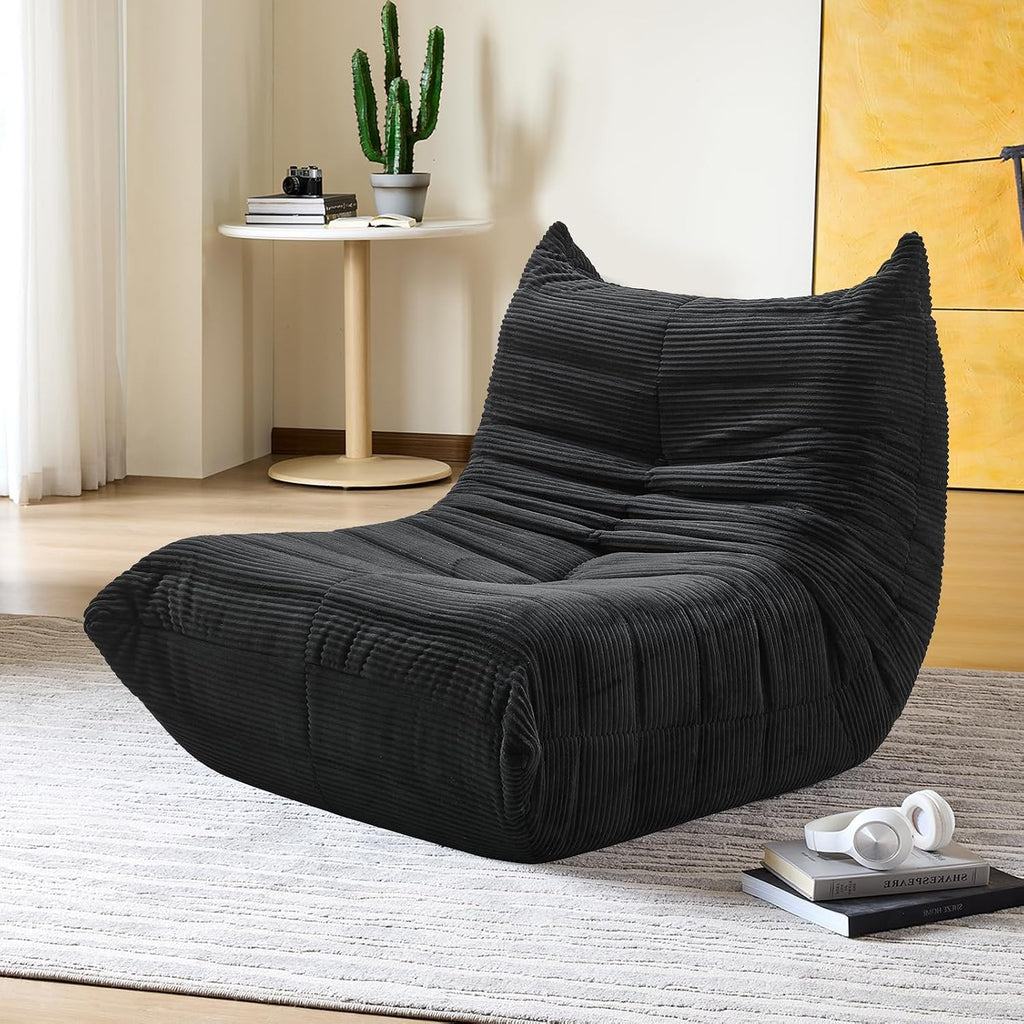 Bean Bag Chair - Corner Sofa, Fireside Chair Bean Bag Sofa Large Bean Bag Chair for Adults,Fireside Floor Couch for Living Room, Bedroom, Gaming (Yellow, Single) (Black, Single)