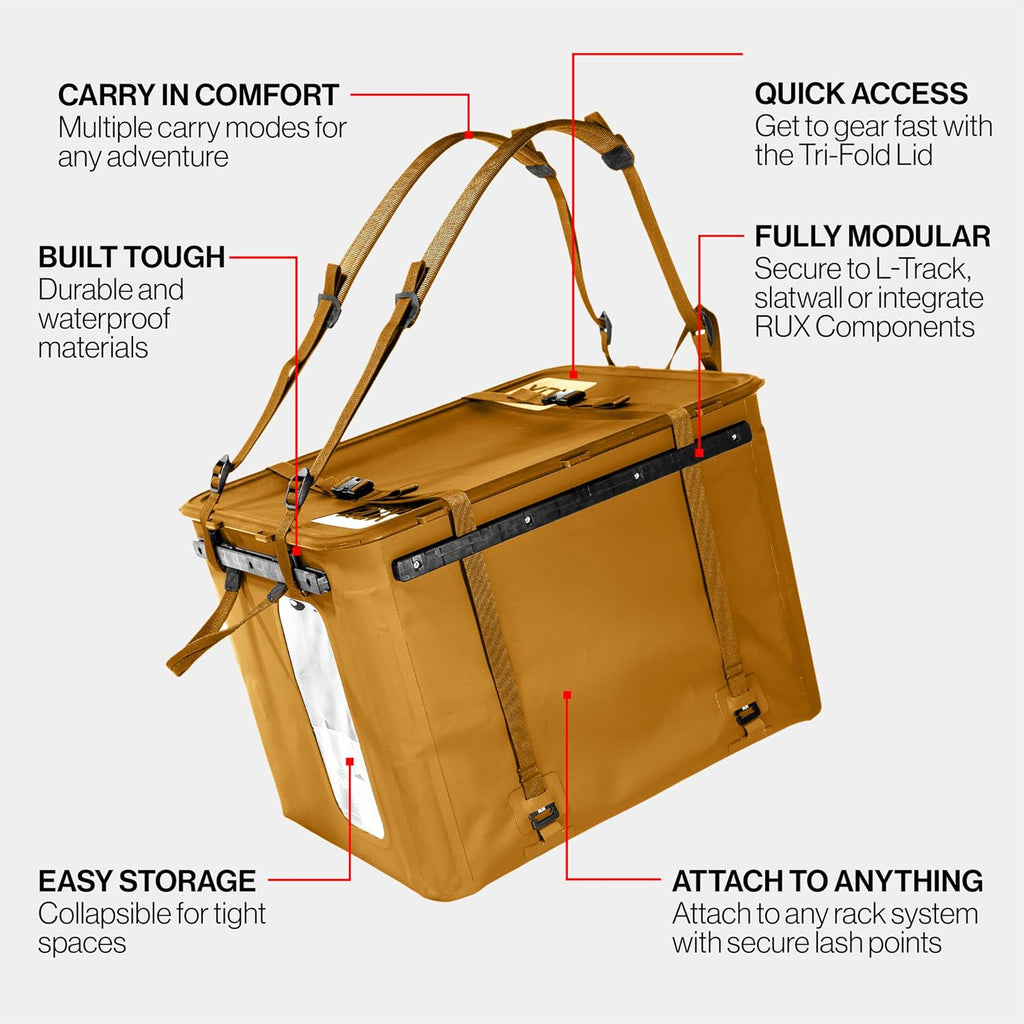RUX 70L Collapsible Gear Box (Bronze) - Modular Adventure Storage Solution For Camping Storage, Overlanding, Off-road And Van Life - Weatherproof, Durable and Multifunctional