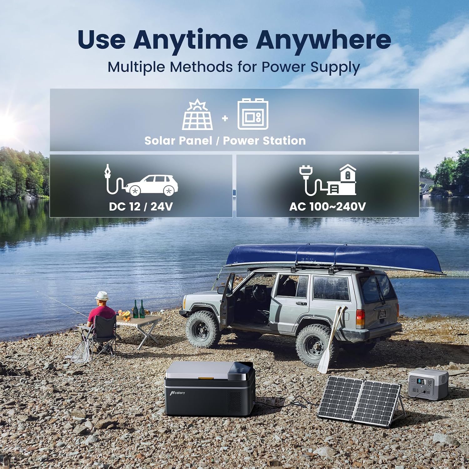 HCALORY 12 Volt Car Refrigerator, 22Quart Large Touchscreen Display Car Fridge, Portable Freezer with Compressor Mini Cooler (-4℉~68℉) with 12/24V DC & 110V AC for Camping, RV, Travel & Home
