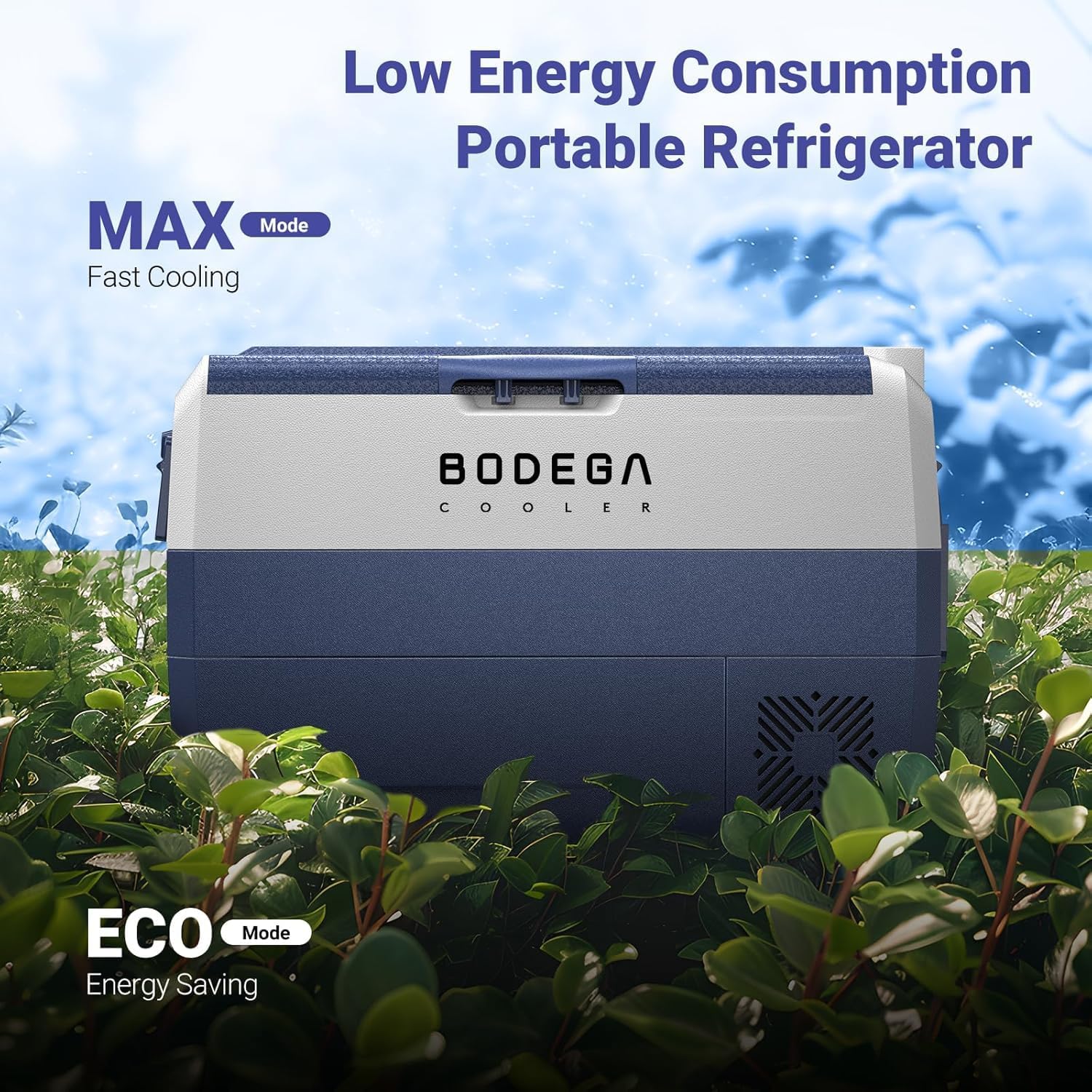 BODEGACOOLER 12 Volt Portable Car Refrigerator 53 Quart,Single Zone Car Freezer Fridge Bluetooth Control,(50L) -4℉-68℉ Electric Cooler 12/24V DC and 100-240V AC for Travel,Camping,RV, Road Trip