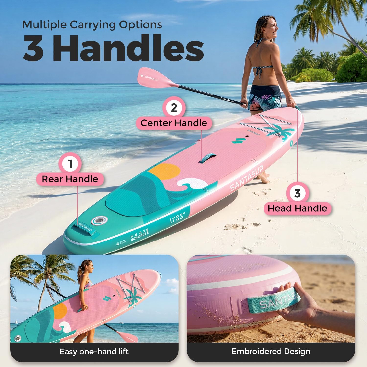 10'6'/11'Wide Inflatable Stand Up Paddle Board for Adults & Youth of All Skill Levels, with Premium SUP Paddleboard Accessories, Anti-Slip EVA Deck
