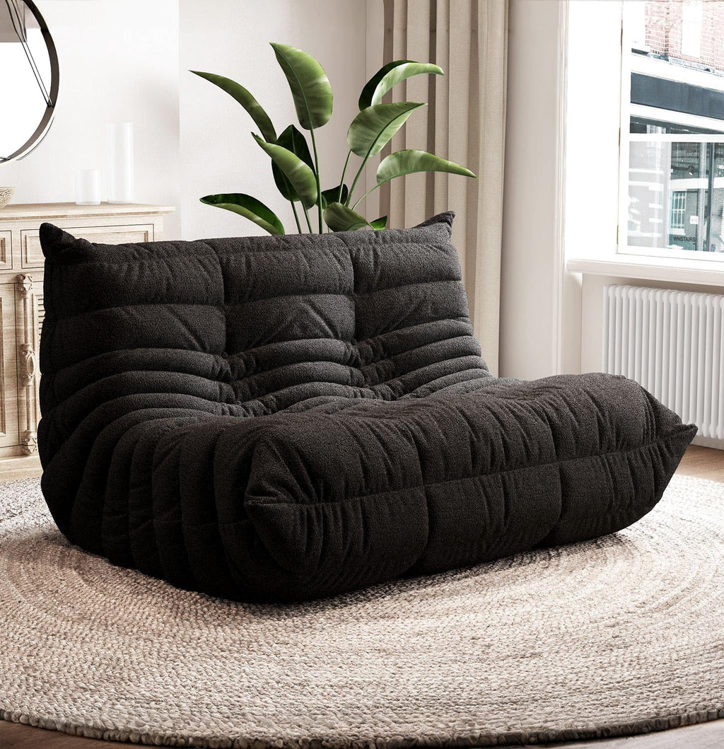 Bean Bag Chairs for Adults, Giant Bean Bag Chair Sofa with Memory Foam, Comfy Beanbag Loveseat Lazy Sofa for Living Room, Bedroom, Apartment, Black