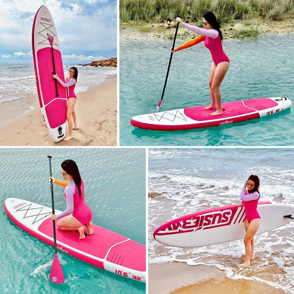 Inflatable Stand Up Paddle Board with SUP Accessories,Inflatable Paddle Boards for Adults & Youth, Anti-Slip EVA Deck,Wide Stance,Dual Action Pump,108L Backpack