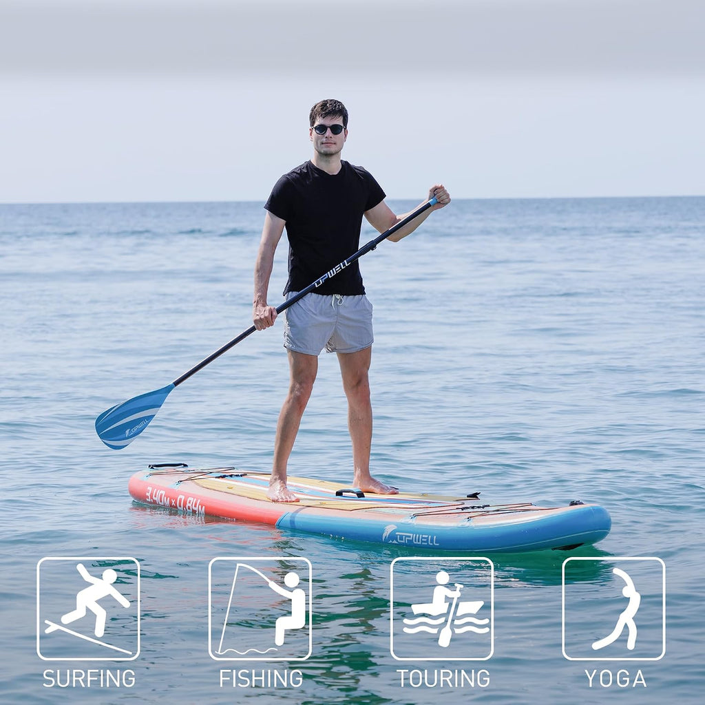 UPWELL 11'2'/11'6'Stand Up Paddle Board for Youth & Adults, Inflatable Paddle Board with Stable Design, Premium SUP Accessories, Backpack, Paddle, Leash, Pump, Fins