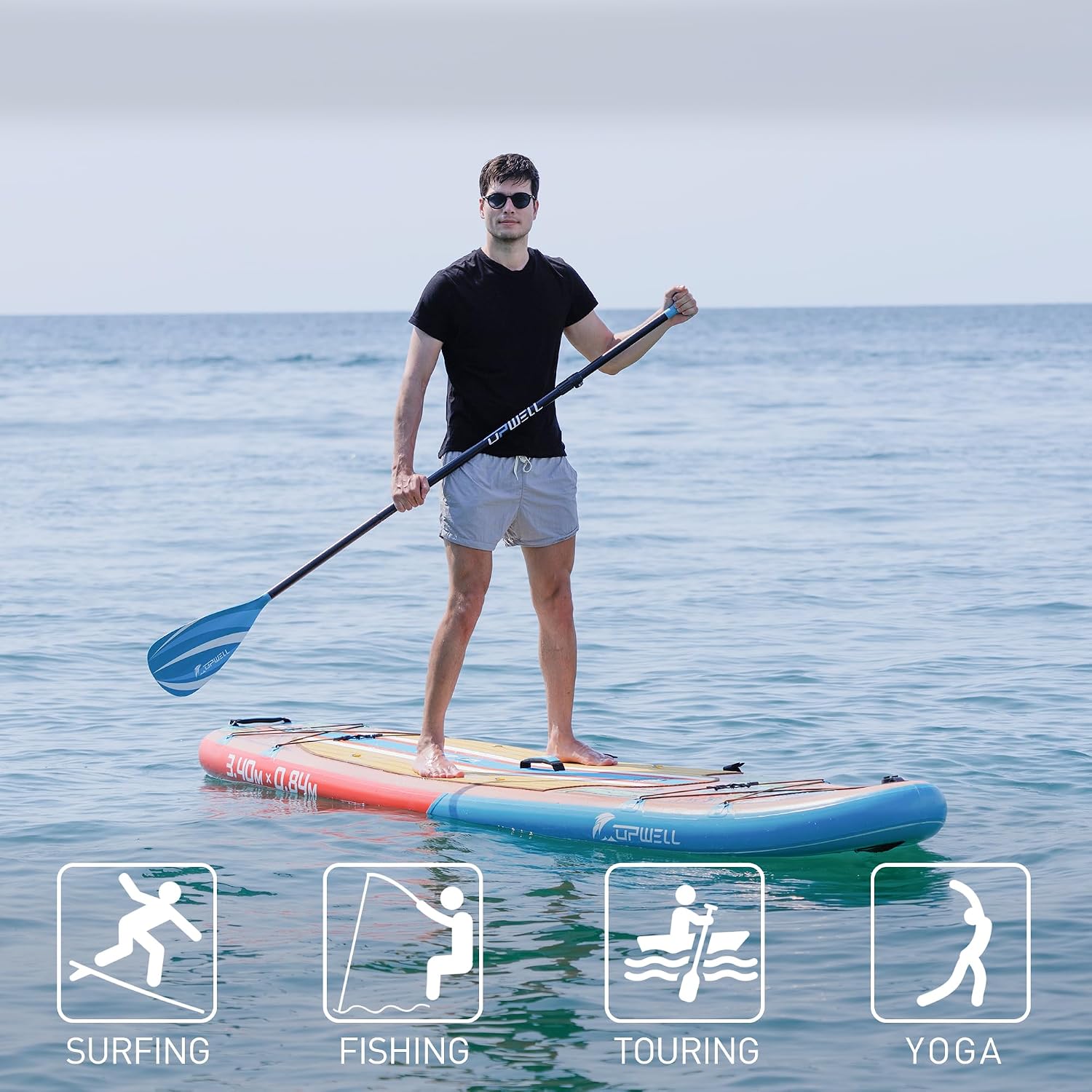 UPWELL 11'2'/11'6'Stand Up Paddle Board for Youth & Adults, Inflatable Paddle Board with Stable Design, Premium SUP Accessories, Backpack, Paddle, Leash, Pump, Fins