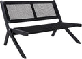 SAFAVIEH Outdoor - Kobina Folding Bench - Black & Black - Solid Wood and Rope - Modern Sculpted Folding Design - Ideal for Patio, Deck, Porch, Backyard, 13.8' Seat Height (PAT7304C)