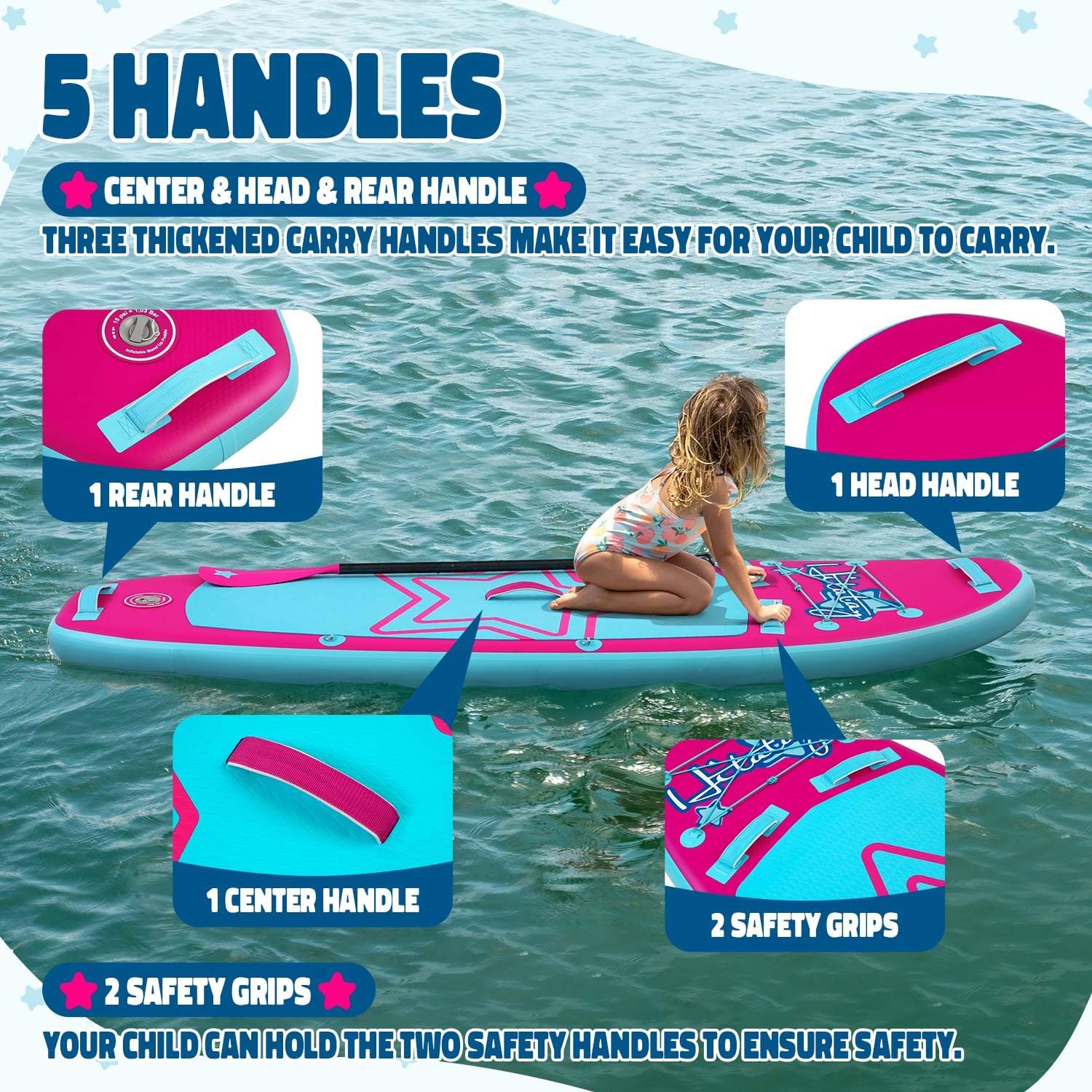 Kids Paddle Board with SUP Accessories, Child Paddle Board Durable, Lightweight, Stable Design, Wide Non-Slip Deck, 7ft 7.6ft 8ft 9.6ft Inflatable Paddle Boards for Kids & Youth