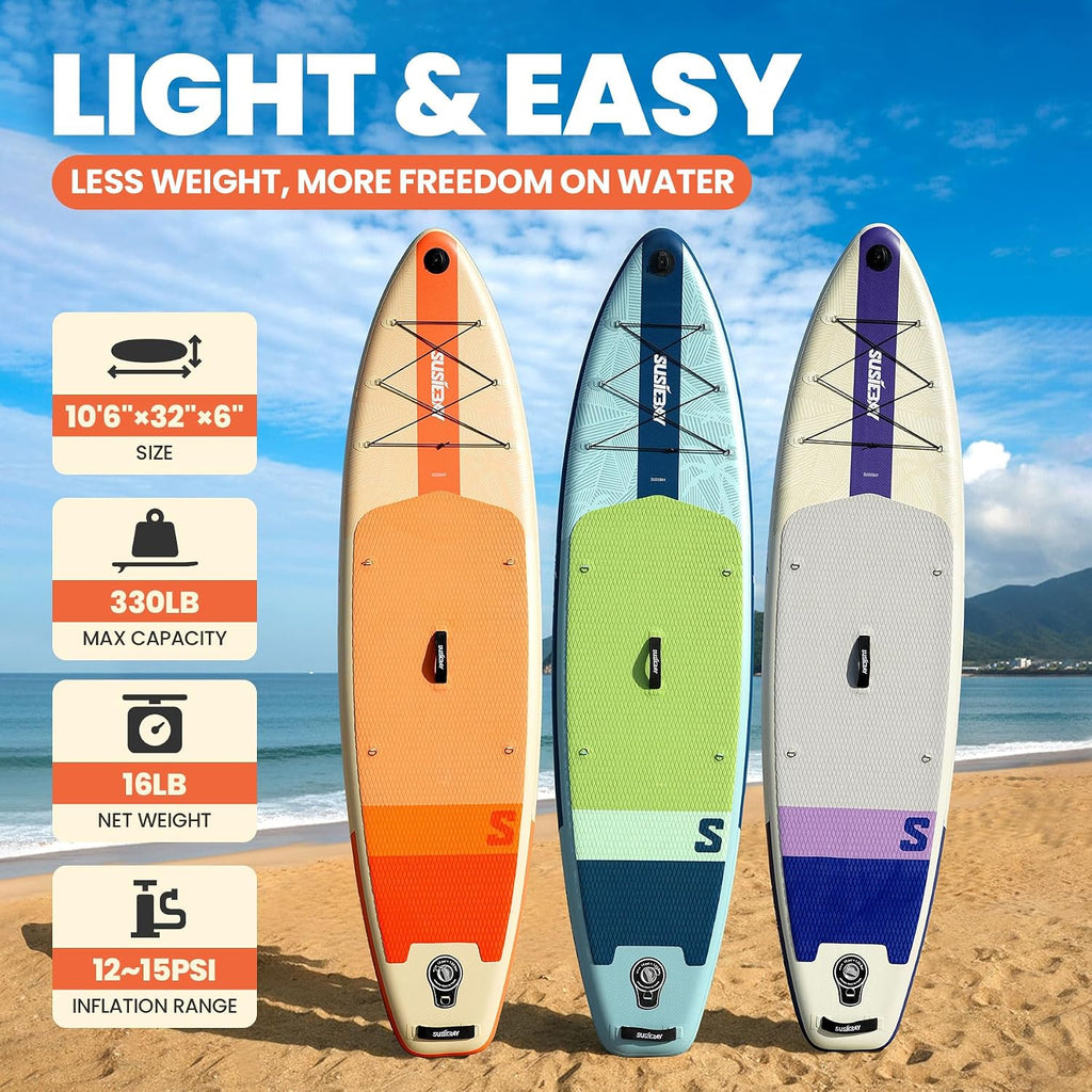 Inflatable Stand Up Paddle Board with SUP Accessories,Inflatable Paddle Boards for Adults & Youth, Anti-Slip EVA Deck,Wide Stance,Dual Action Pump,108L Backpack