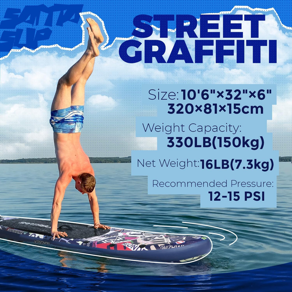 10'6'/11'Wide Inflatable Stand Up Paddle Board for Adults & Youth of All Skill Levels, with Premium SUP Paddleboard Accessories, Anti-Slip EVA Deck