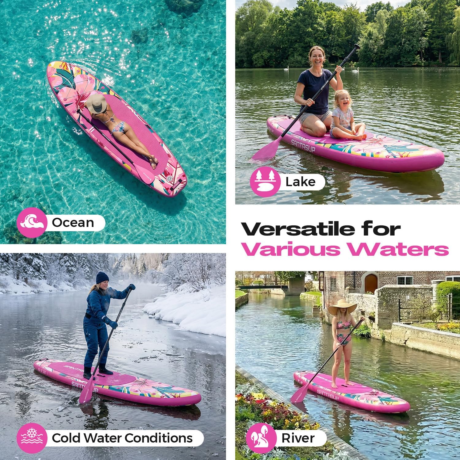 10'6'/11'Wide Inflatable Stand Up Paddle Board for Adults & Youth of All Skill Levels, with Premium SUP Paddleboard Accessories, Anti-Slip EVA Deck
