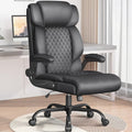 Office Chair-Executive High Back Breathable Big and Tall Office Chair Flip-up Armrests Lumbar Support-Ergonomic Leather Rolling Swivel Chair with Rock Function for Working Studying Gaming,Black