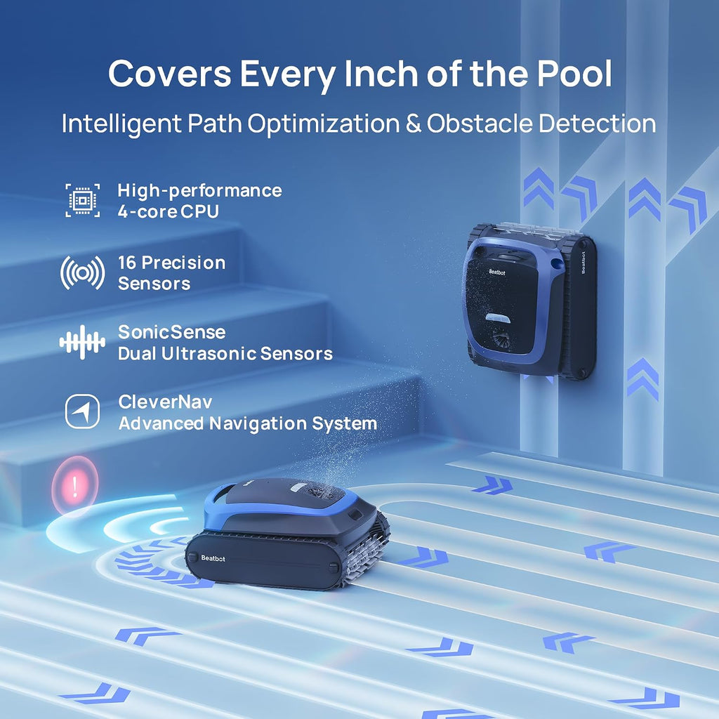 Beatbot AquaSense 2 Cordless Robotic Pool Vacuum Cleaner, Smart Surface Parking, Double-Pass Waterline Scrubbing, Cleans Floor, Walls and Waterline
