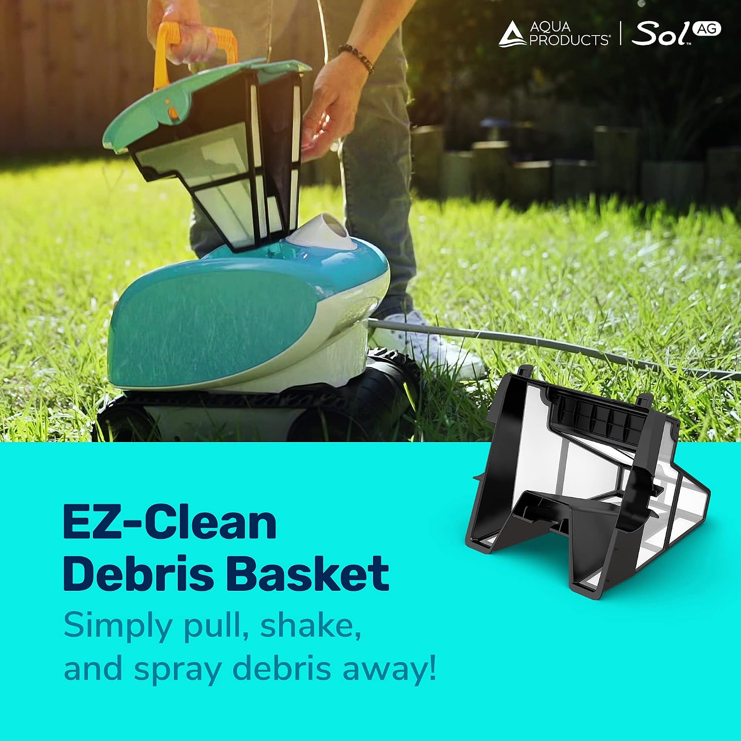 Aqua Products SOLAG Sol AG Robotic Pool Cleaner, Automatic Vacuum for Above Ground Pools up to 30ft, 40ft Cable Length, Floor & Cove Cleaning w/ Strong Suction & Easy to Clean Debris Basket