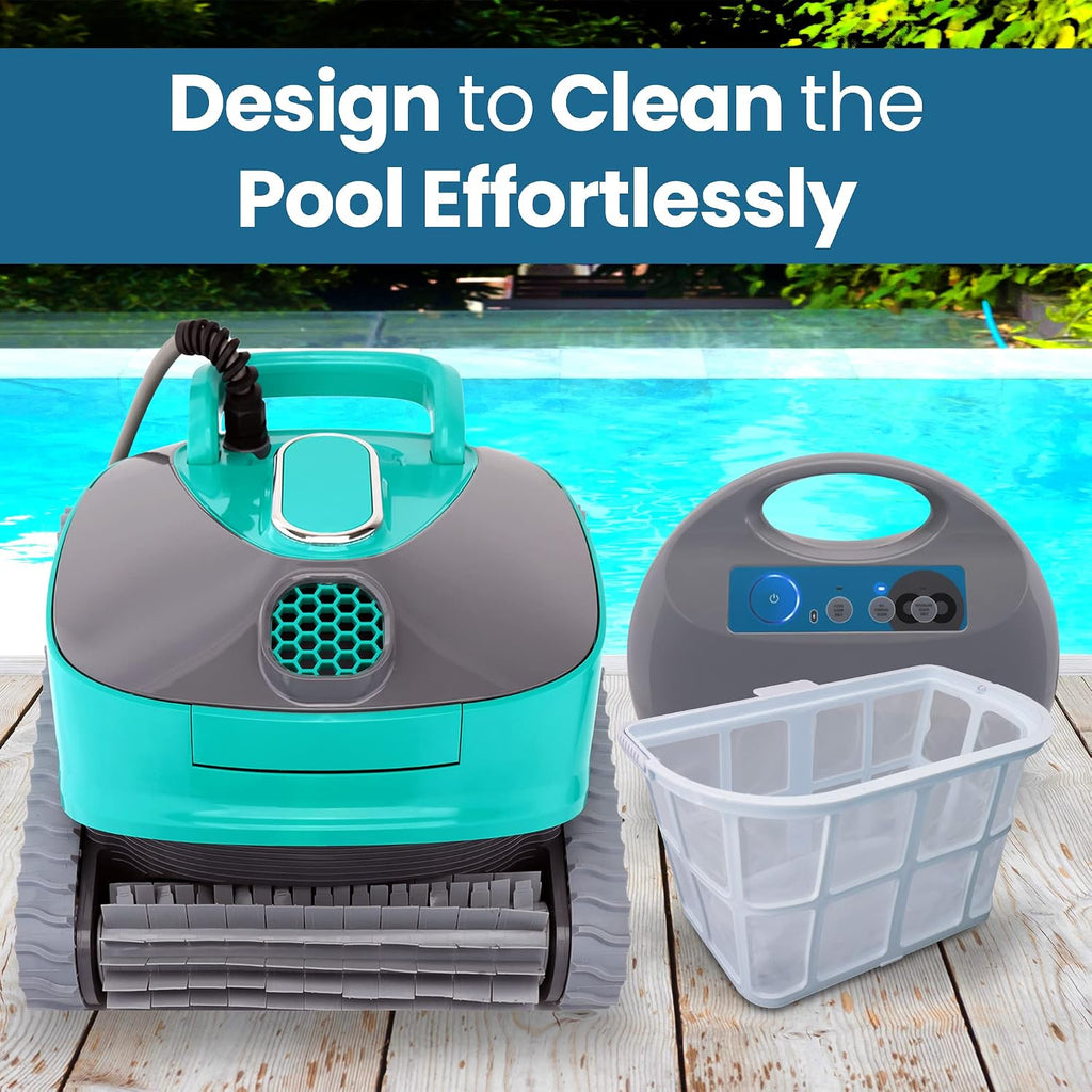SereneLife Automatic Robotic Pool Cleaner for In-Ground Pools, 3-Motor Wall Climbing Pool Cleaning Robot w/Dual Scrub Brushes, Tangle-Free Cable, Superior Filtration, Energy-Saving, Up to 50ft