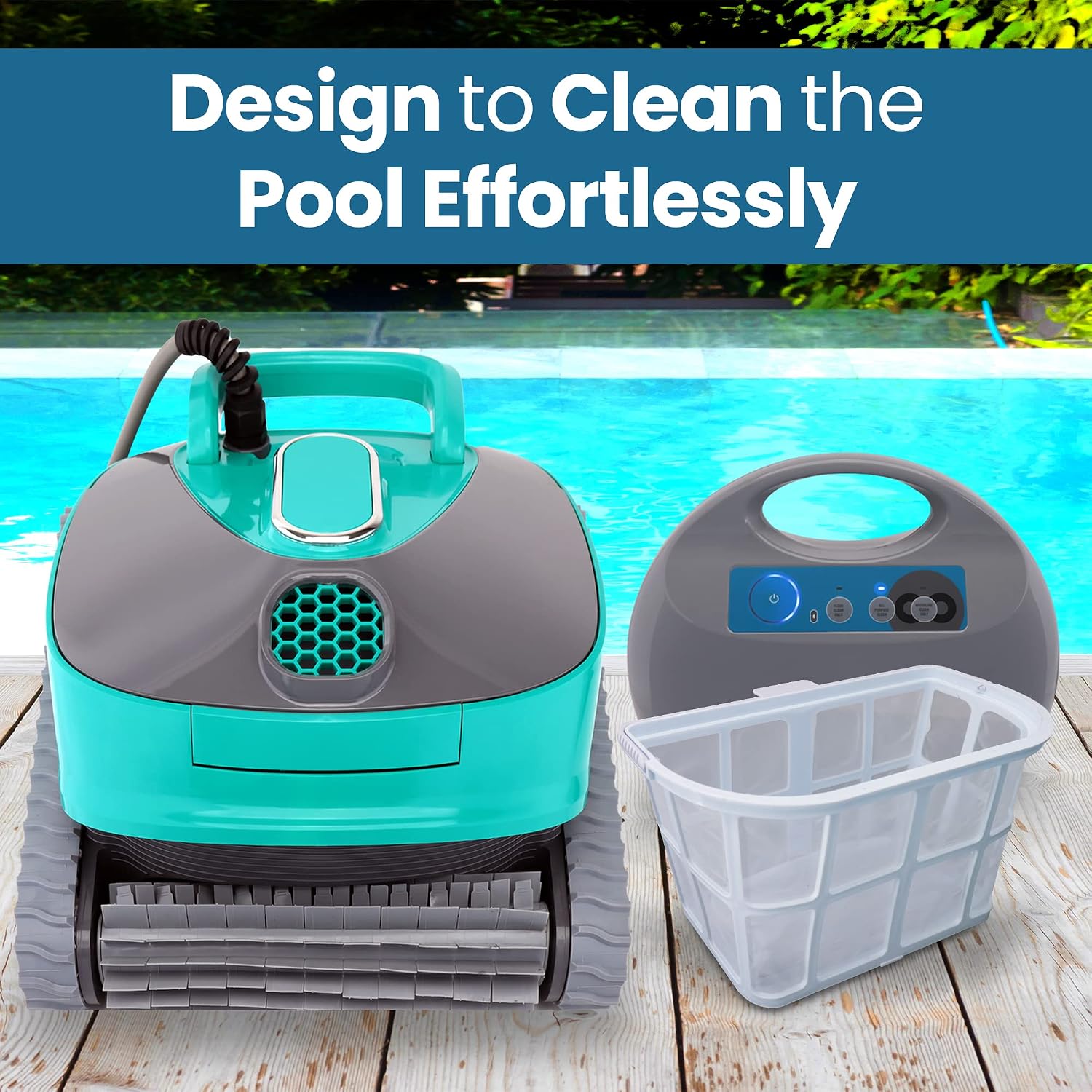 SereneLife Automatic Robotic Pool Cleaner for In-Ground Pools, 3-Motor Wall Climbing Pool Cleaning Robot w/Dual Scrub Brushes, Tangle-Free Cable, Superior Filtration, Energy-Saving, Up to 50ft