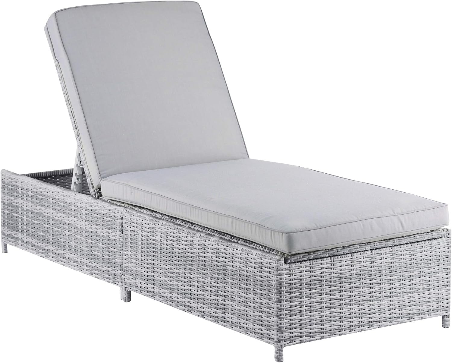 Elle Decor Vallauris Patio Outdoor Furniture Collection, Premium All Weather Wicker, Storage Chaise Lounge, Gray