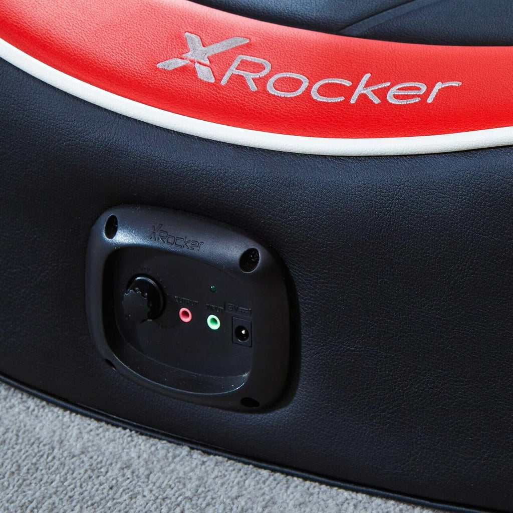 X-Rocker Shadow Gaming Chair for Kids and Juniors, 2.0 Audio Floor Rocker, Low Folding Rocking Seat with 2 Stereo Sound Speakers, Padded Foam Gaming Seat for Children for XBOX, PS4, PS5, Switch - RED