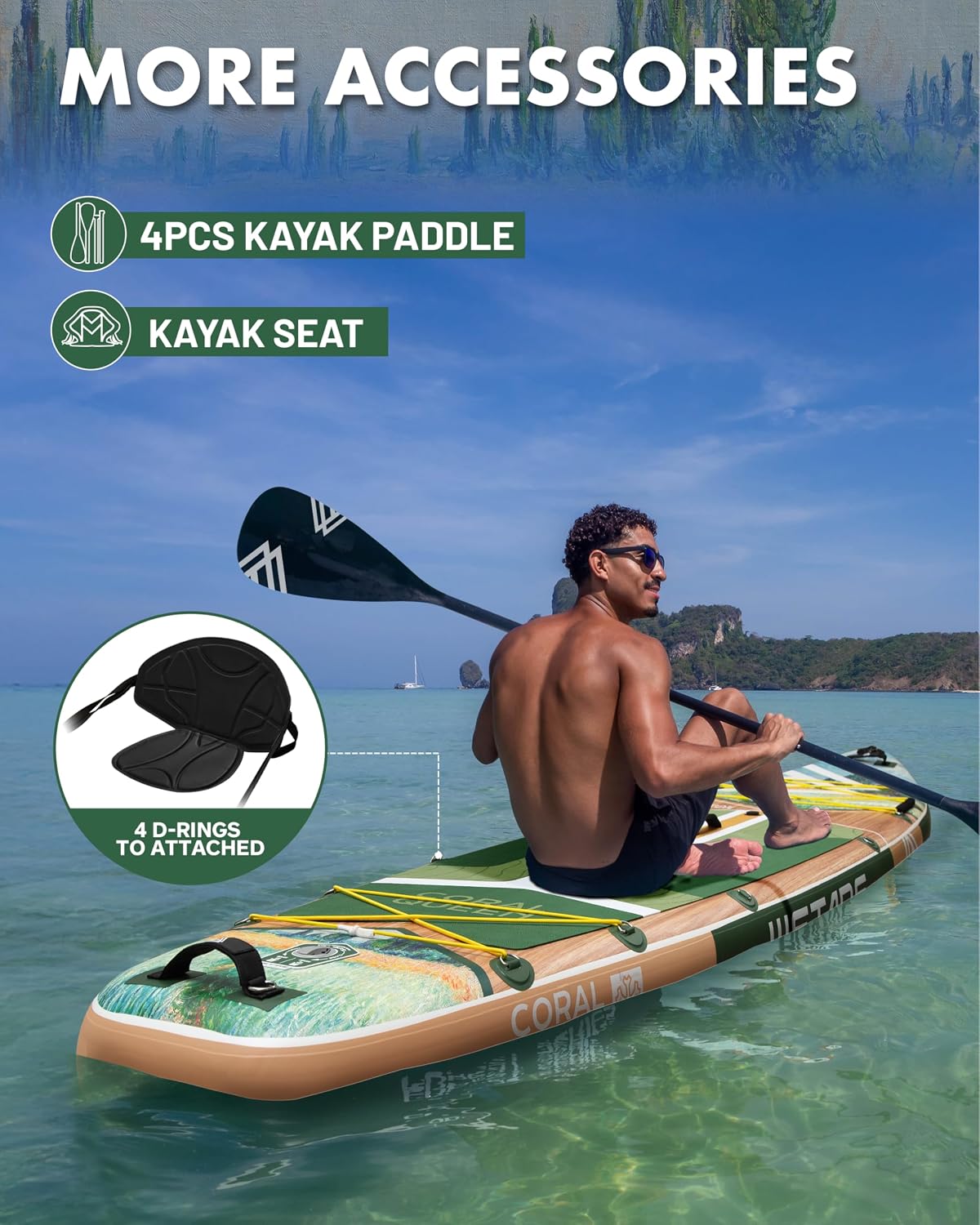 11'6'x35' Inflatable Paddle Board, 450lbs Extra Wide Stand Up Sup Board for Adults, Blow Up Paddleboard Kayak Non-Slip Stable Deck Boat for Yoga Fishing Surf